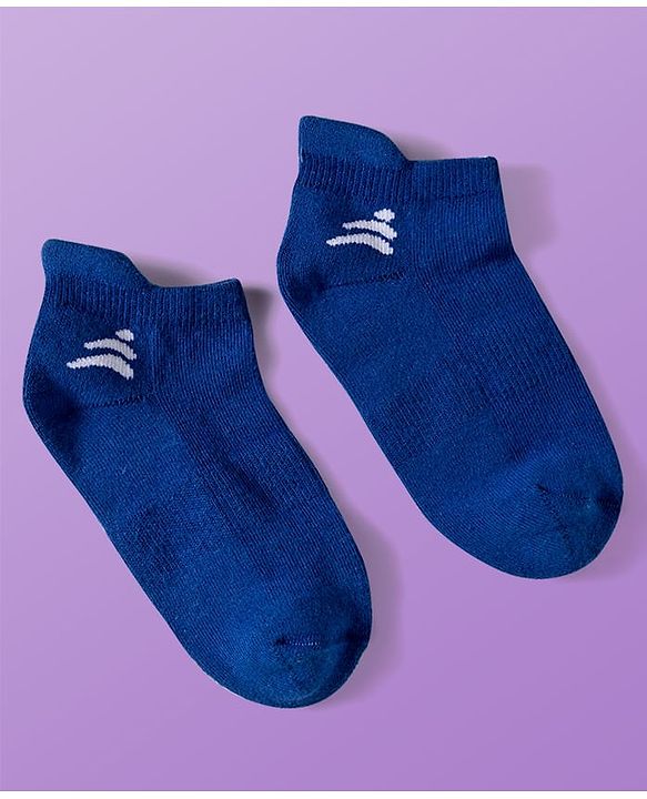 Pine Active Cotton Lycra Terry Knit Breathable Ankle Length Solid Athletic Socks Pack of 3 - White Blue & Black