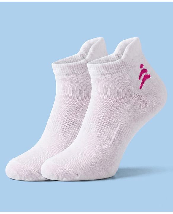 Pine Active Cotton Lycra Terry Knit Breathable Ankle Length Solid Athletic Socks Pack of 3 - White Pink & Light Green