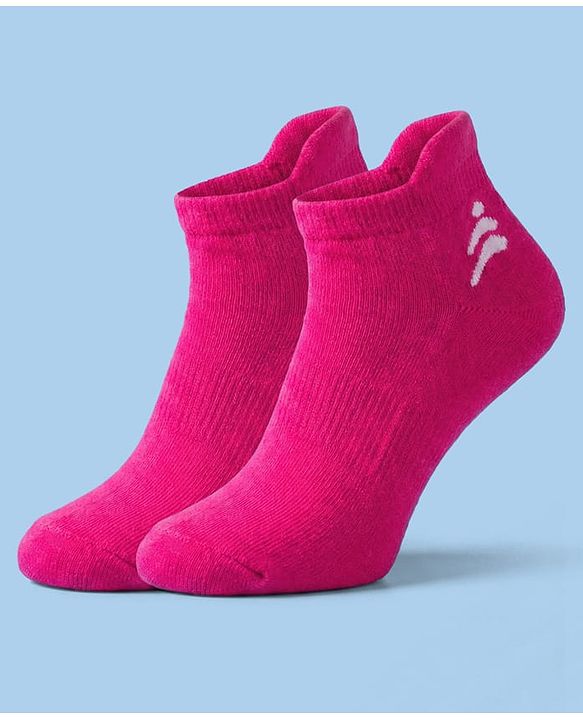 Pine Active Cotton Lycra Terry Knit Breathable Ankle Length Solid Athletic Socks Pack of 3 - White Pink & Light Green