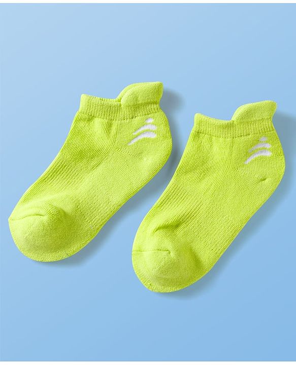 Pine Active Cotton Lycra Terry Knit Breathable Ankle Length Solid Athletic Socks Pack of 3 - White Pink & Light Green