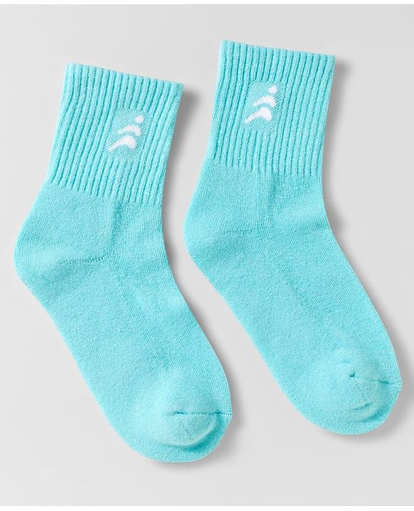 Pine Active Cotton Lycra Knit Breathable Calf Length Solid Color Athletic Socks - Aqua Blue