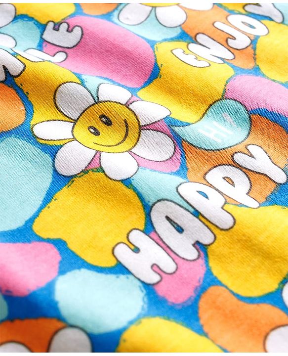 Babyhug Cotton Knit Full Sleeves Co-ord Night Suit With Floral Print - Multicolor