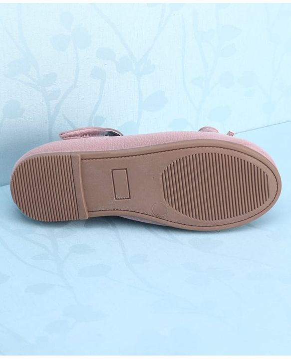 Pine Kids Velcro Closure Closed Toe Ballerina with Bow Applique - Pink