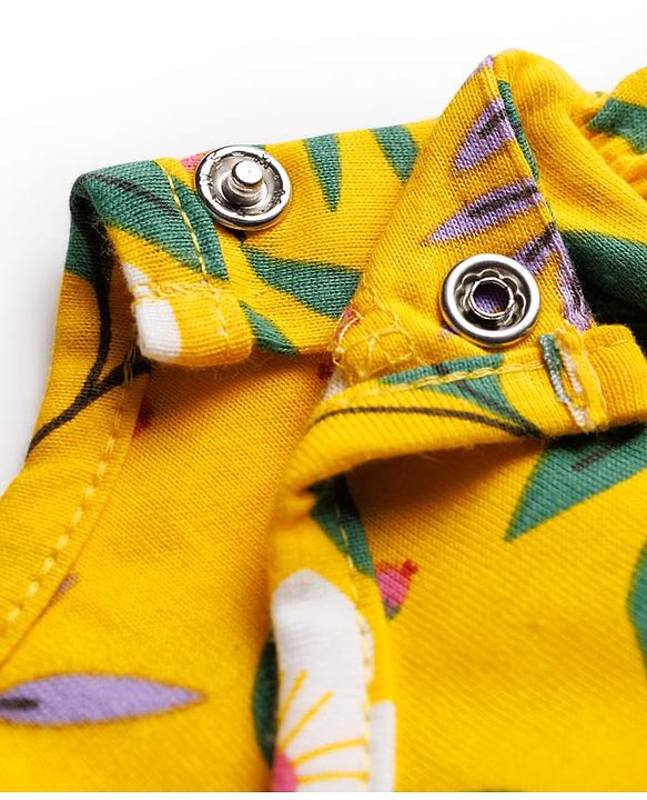 Babyhug Cotton Knit Full Sleeves Co-ord Night Suit With Floral Print - Yellow