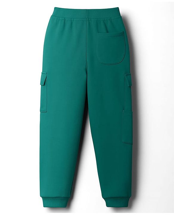 Babyhug Cotton Knit Full Length Lounge Pant With Alphabet Patch - Mint Green
