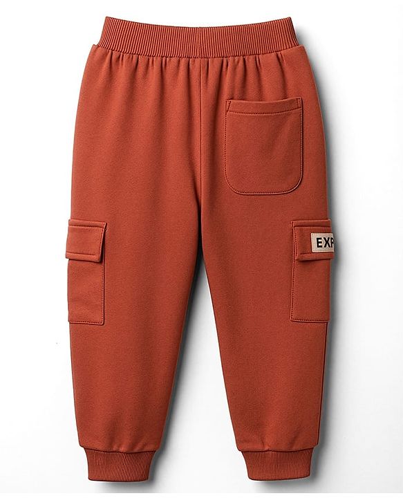 Babyhug Cotton Knit Full Length Lounge Pant With Text Print - Red