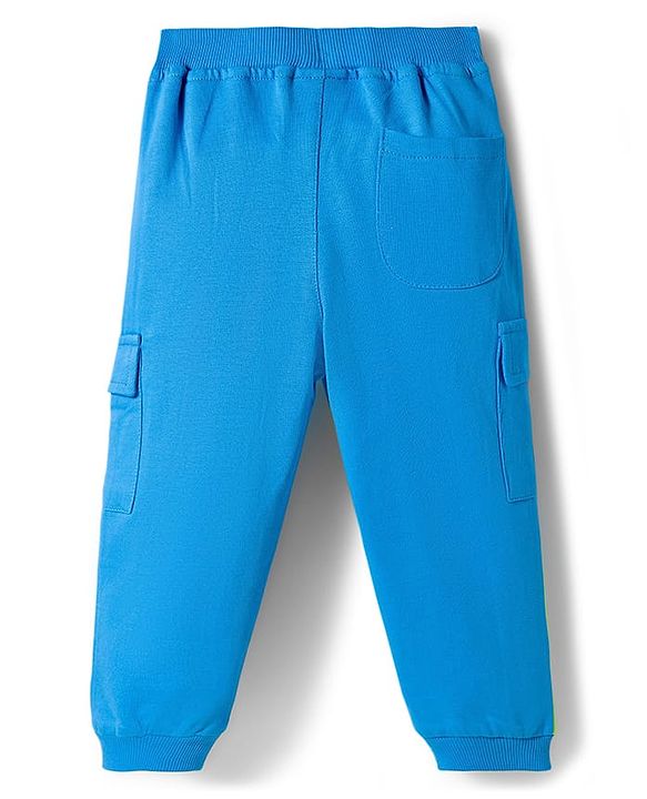 Babyhug Looper Knit Full Length Lounge Pant With Text Badge - Blue