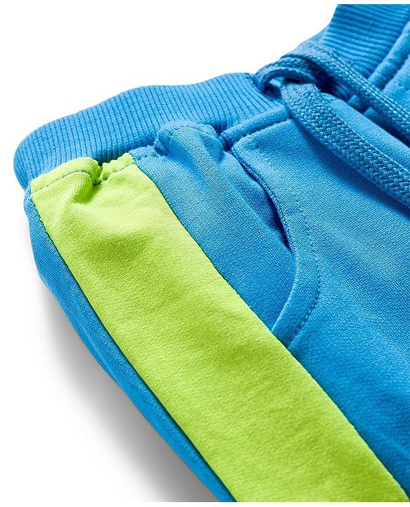 Babyhug Looper Knit Full Length Lounge Pant With Text Badge - Blue