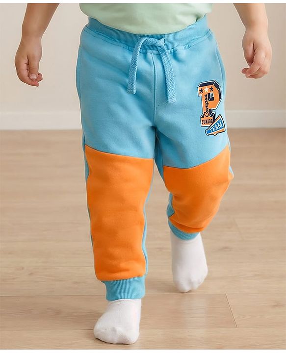 Babyhug Cotton Knit Full Length Lounge Pant With Text Print - Multicolor