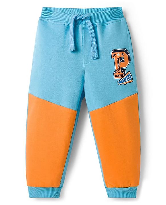 Babyhug Cotton Knit Full Length Lounge Pant With Text Print - Multicolor