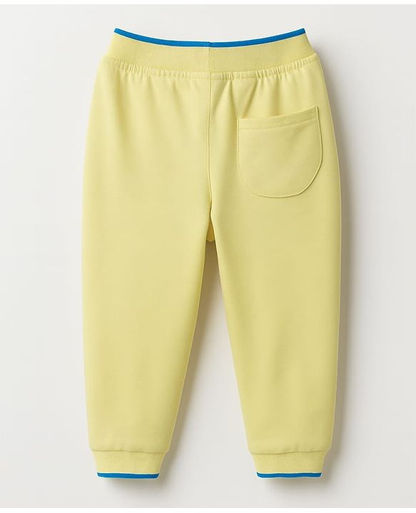 Babyhug Cotton Knit Full Length Lounge Pant With Text Print - Yellow
