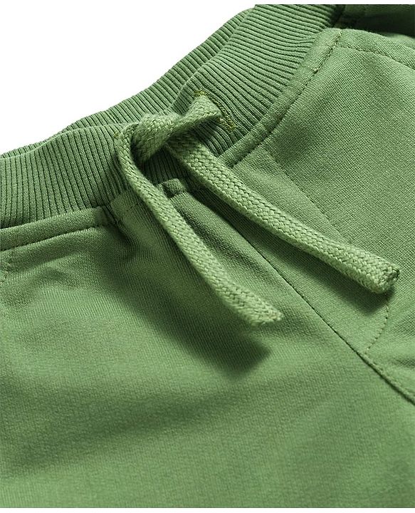 Babyhug Looper Knit Full Length Lounge Pant With Text Print - Olive Green