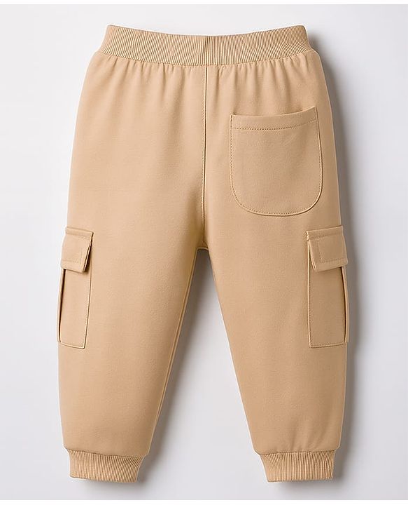 Babyhug Cotton Full Length Lounge Pant With Text Print - Cream