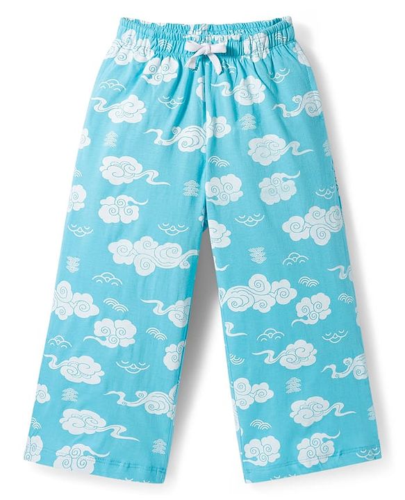 Pine Kids Cotton Knit Half Sleeves Night Suit With Text Print - Pink & Light Blue