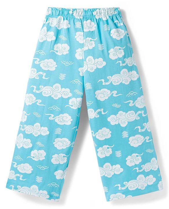 Pine Kids Cotton Knit Half Sleeves Night Suit With Text Print - Pink & Light Blue