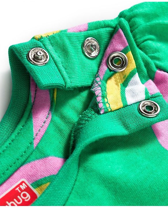 Babyhug Cotton Knit Full Sleeves Co-ord Night Suit With Rainbow Print - Green
