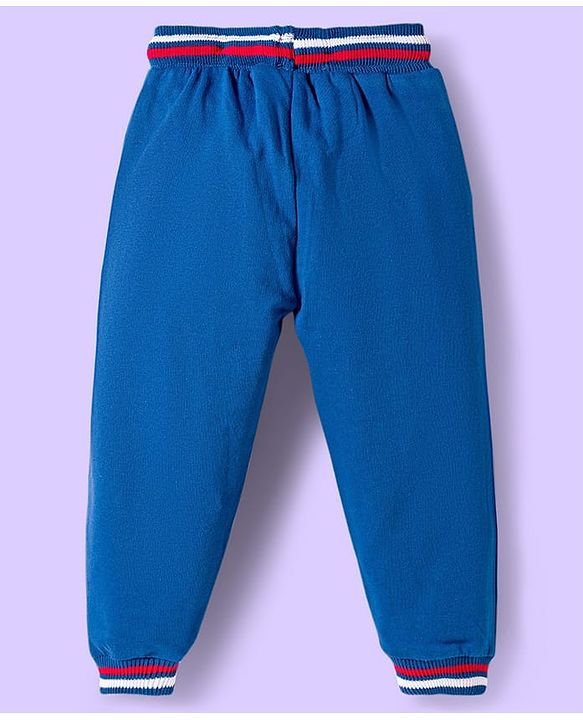 Babyhug Marvel Terry Knit Full Sleeves Cut & Sew Polo Sweatshirt & Track Pant Set with Avengers Graphic - Blue