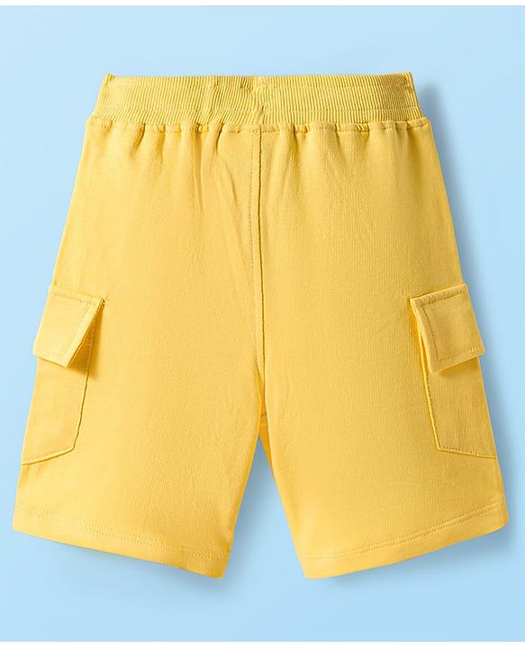 Babyhug Disney Single Jersey Knit Half Sleeves T-Shirt & Shorts Set with Winnie the Pooh Print - Yellow & White