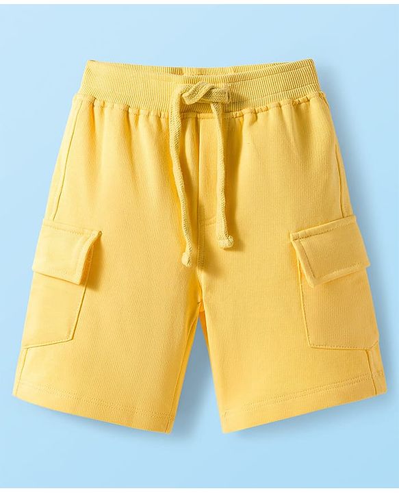 Babyhug Disney Single Jersey Knit Half Sleeves T-Shirt & Shorts Set with Winnie the Pooh Print - Yellow & White