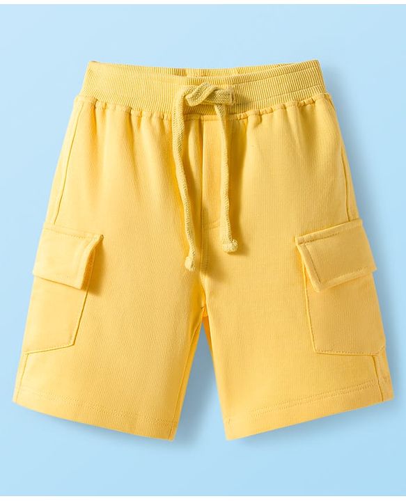 Babyhug Disney Single Jersey Knit Half Sleeves T-Shirt & Shorts Set with Winnie the Pooh Print - Yellow & White