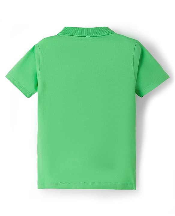 Babyhug Disney Single Jersey Knit Half Sleeves Polo T-Shirt with Mickey Mouse Graphic - Green
