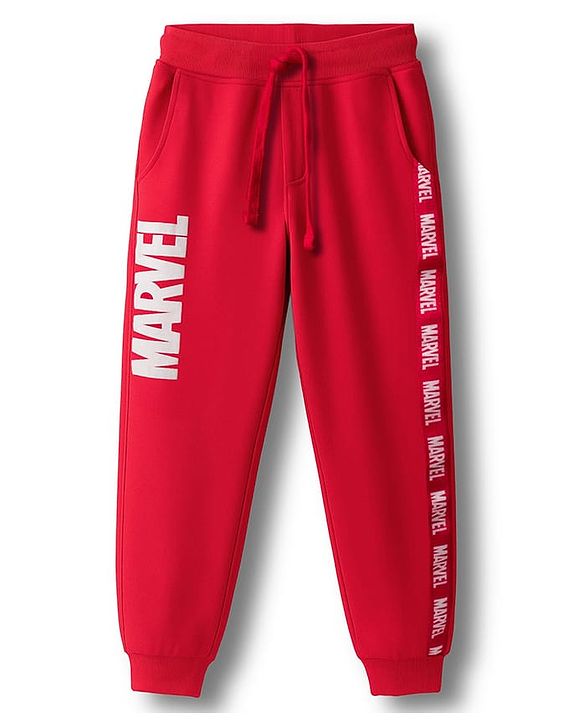Pine Kids Marvel Terry Knit Full Length Lounge Pant with Marvel Graphic & Tape Detailing - Red