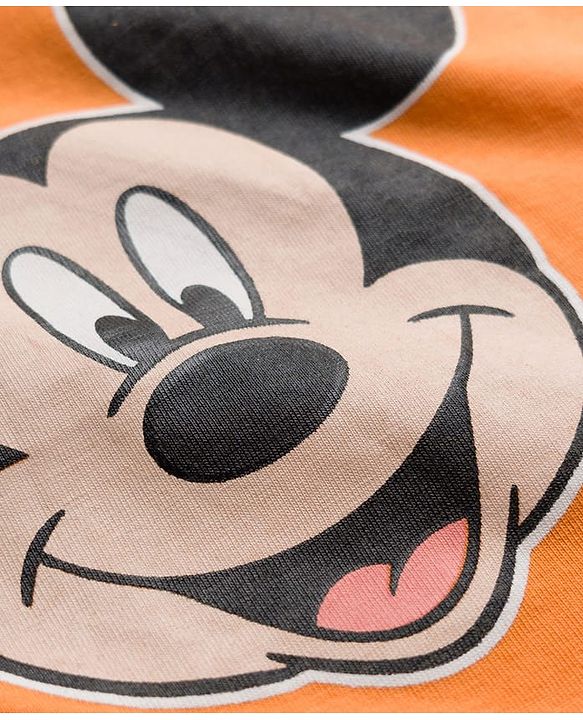 Babyhug Disney Single Jersey Knit Half Sleeves T-Shirts with Mickey Mouse Graphic Pack of 3 - Light Blue Orange & White