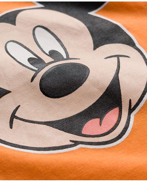 Babyhug Disney Single Jersey Knit Half Sleeves T-Shirts with Mickey Mouse Graphic Pack of 3 - Light Blue Orange & White