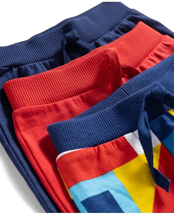 Babyhug Cotton Knit Full Length Printed Lounge Pants Pack Of 3 - Multicolour