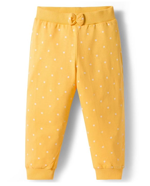 Babyhug Single Jersey Knit Full Length Lounge Pants with Floral Print & Bow Applique Pack of 3 - Multicolor