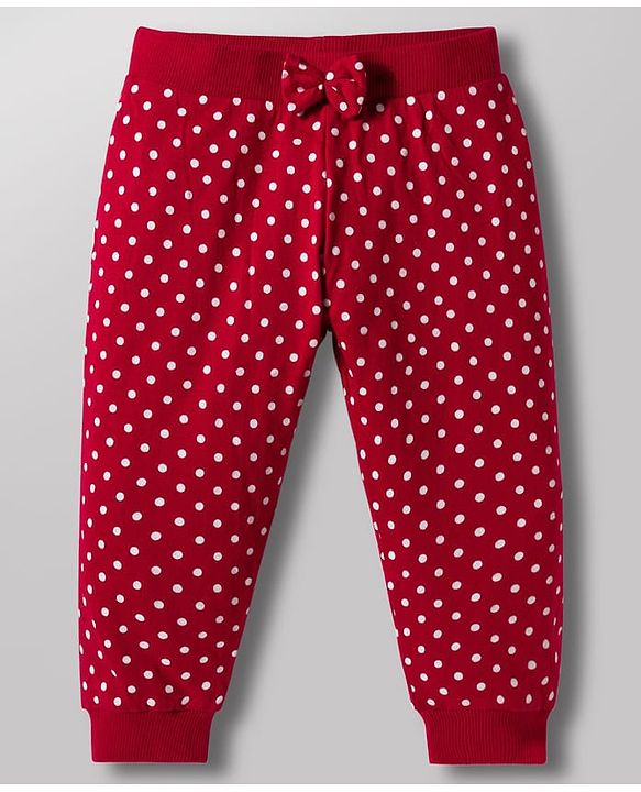 Babyhug Single Jersey Knit Full Length Lounge Pants with Heart Polka Dot Print & Bow Applique Pack of 3 - Multicolor