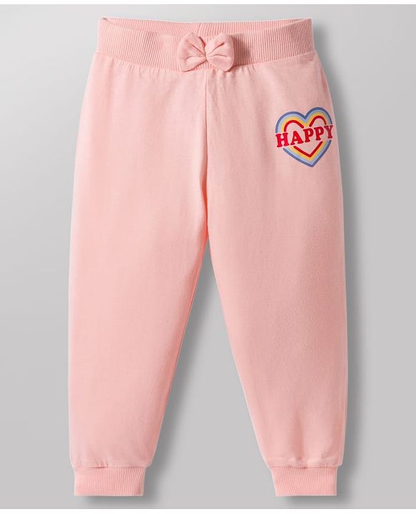 Babyhug Single Jersey Knit Full Length Lounge Pants with Heart Polka Dot Print & Bow Applique Pack of 3 - Multicolor