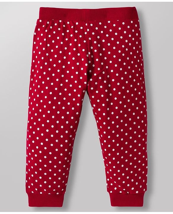 Babyhug Single Jersey Knit Full Length Lounge Pants with Heart Polka Dot Print & Bow Applique Pack of 3 - Multicolor