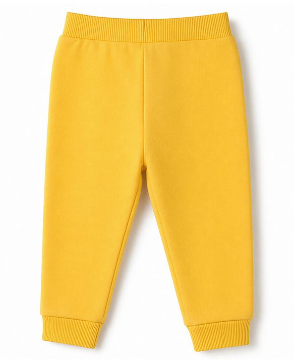 Babyhug 100% Cotton Single Jersey Knit Full Length Striped Lounge Pant with Varsity Print Pack of 3 - Navy & Yellow