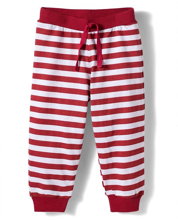 Babyhug Cotton Knit Full Length Striped & Teddy Bear Printed Lounge Pants Pack of 3 - Multicolor