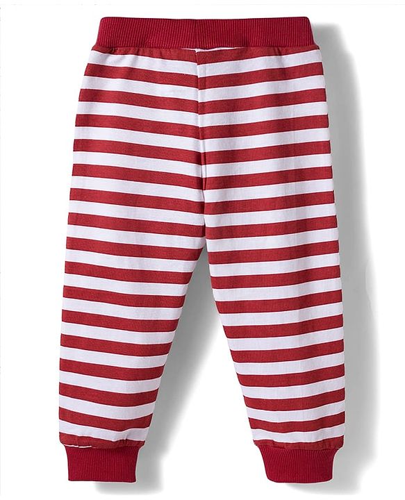 Babyhug Cotton Knit Full Length Striped & Teddy Bear Printed Lounge Pants Pack of 3 - Multicolor