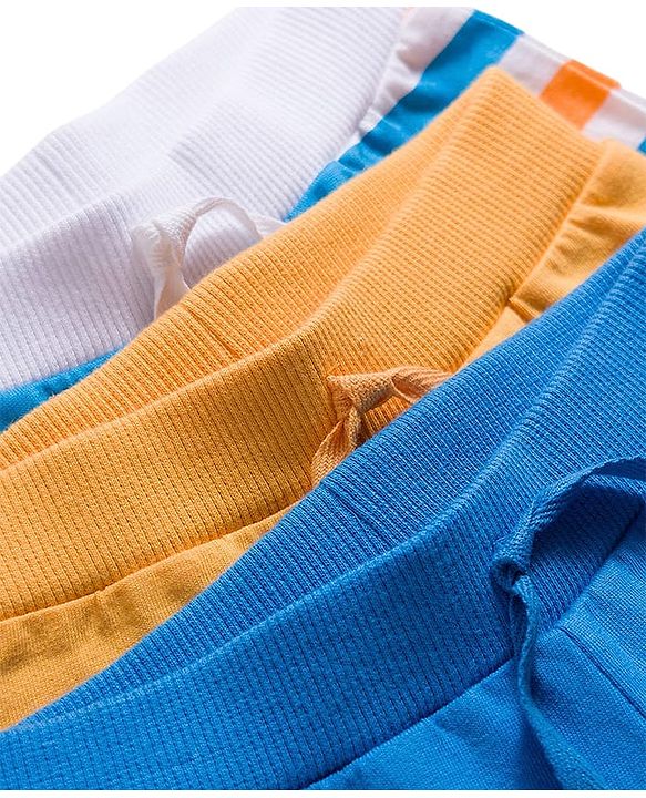Babyhug Cotton Knit Full Length Striped & Fun Ready Printed Lounge Pants Pack of 3 - Multicolor
