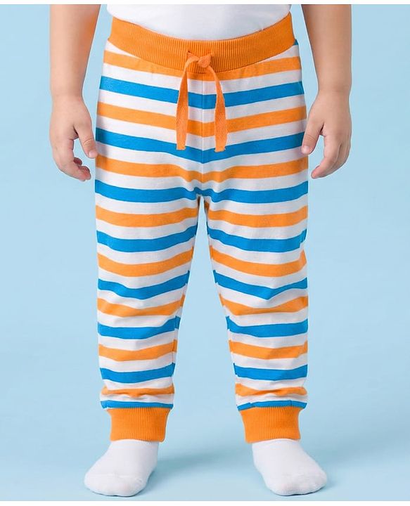 Babyhug Cotton Knit Full Length Striped & Car Printed Lounge Pants Pack of 3 - Multicolor