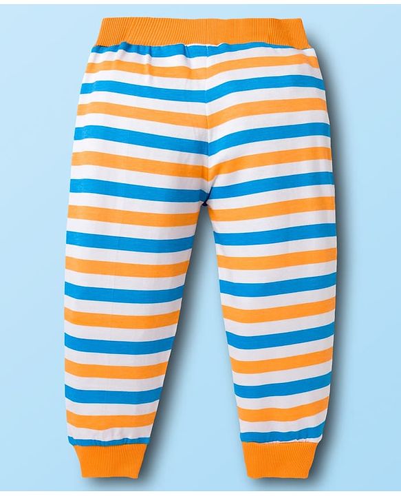 Babyhug Cotton Knit Full Length Striped & Car Printed Lounge Pants Pack of 3 - Multicolor