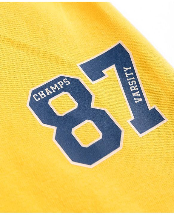Babyhug 100% Cotton Single Jersey Knit Full Length Lounge Pant with Leafy & Varsity Print Pack of 3 - Navy & Yellow