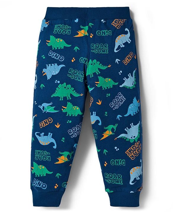 Babyhug Cotton Jersey Knit Full Length Lounge Pants with Dino & Star Print Pack of 3 - Multicolor