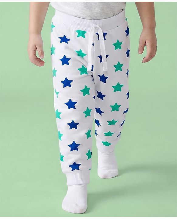 Babyhug Cotton Jersey Knit Full Length Lounge Pants with Dino & Star Print Pack of 3 - Multicolor