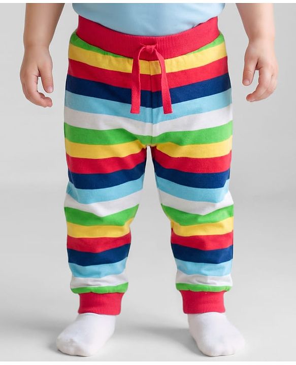 Babyhug Single Jersey Cotton Knit Full Length Striped Lounge Pants Pack Of 3 -Multicolour