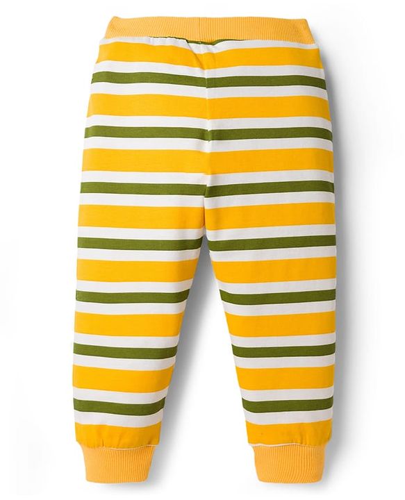 Babyhug Single Jersey Cotton Knit Full Length Striped Lounge Pants Pack Of 3 -Multicolour