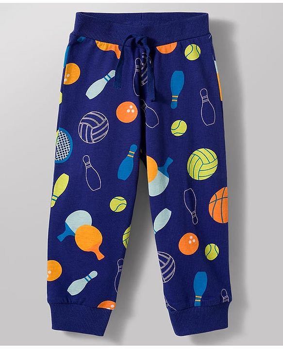 Babyhug Cotton Knit Full Length Striped & Printed Lounge Pants Pack of 3 - Multicolor