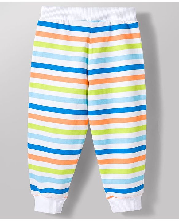 Babyhug Cotton Knit Full Length Striped & Printed Lounge Pants Pack of 3 - Multicolor