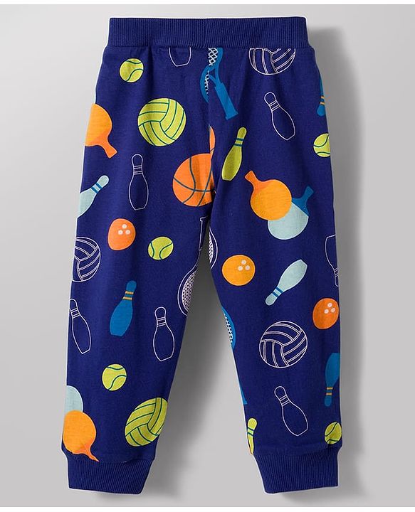 Babyhug Cotton Knit Full Length Striped & Printed Lounge Pants Pack of 3 - Multicolor