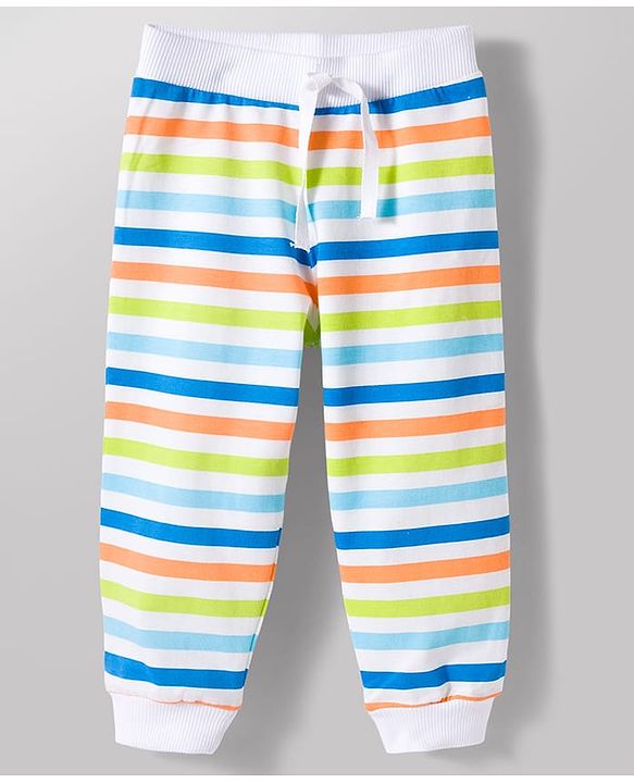 Babyhug Cotton Knit Full Length Striped & Printed Lounge Pants Pack of 3 - Multicolor