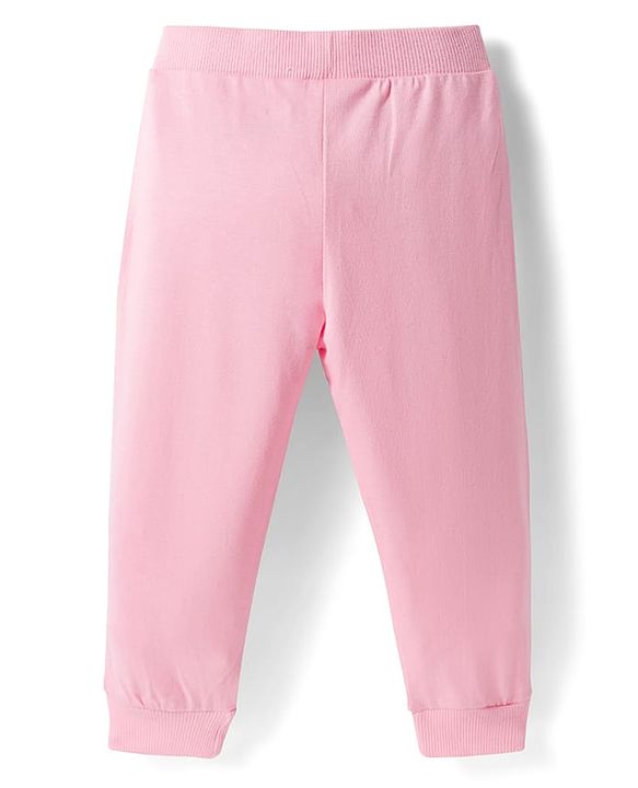 Babyhug Cotton Single Jersey Knit Full Length Lounge Pants with Hearts & Floral Print Pack of 3 - Blue Sea Green & Pink