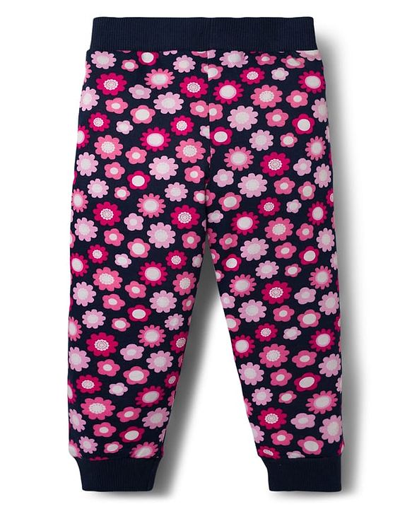 Babyhug Single Jersey Knit Full Length Lounge Pants With Floral & Polka Dot Print Pack of 3 - Multicolor